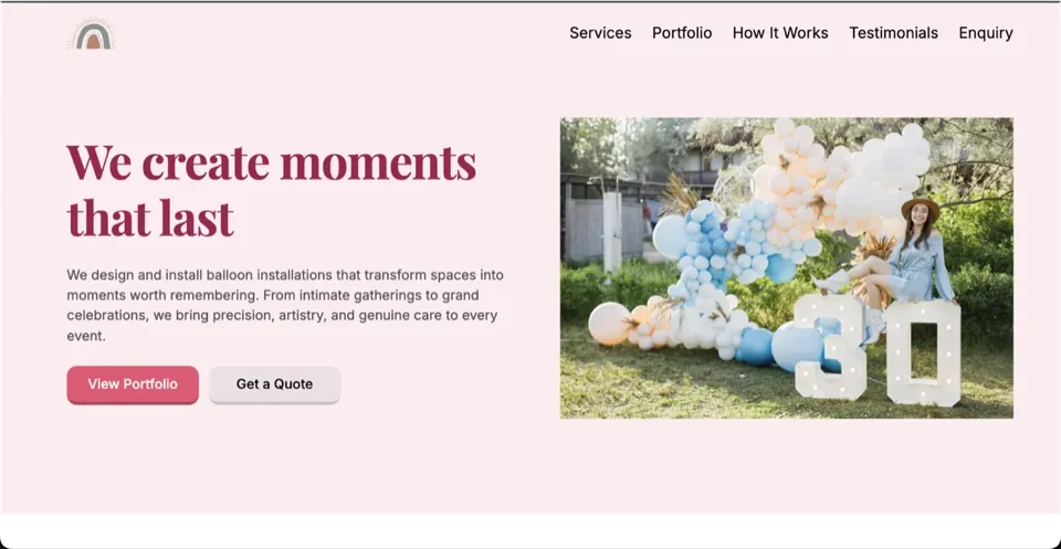 Rainbow Me Decor Studio website homepage